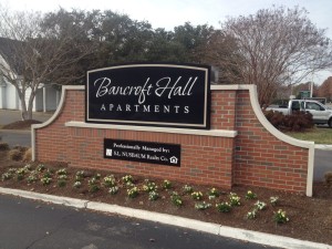 Bancroft Hall Apts main monument sign 2